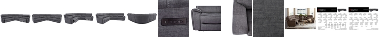 Furniture Hutchenson 5-Pc. Fabric Sectional with 2 Power Recliners and Power Headrests